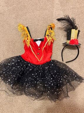 Red and Black Ringmaster Kids Costume with Mini Top Hat
